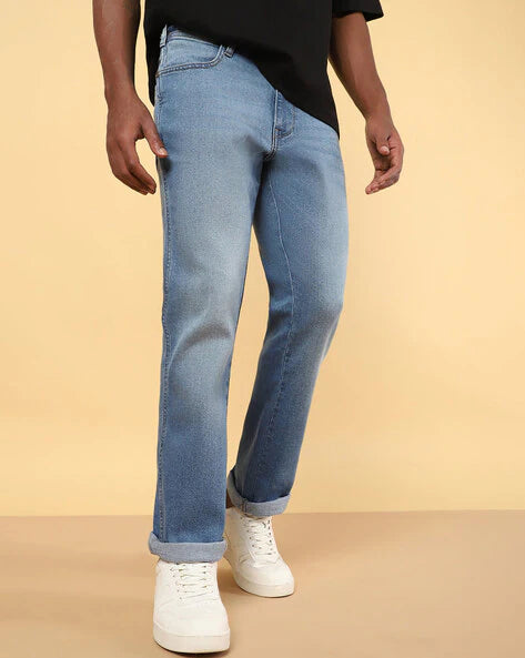 Straight Fit Jeans with 5-Pocket Styling -wmjn006244