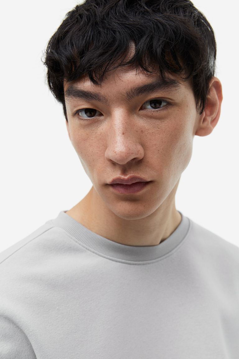 Loose Fit Sweatshirt -Light grey -0970818064 – Discount Store