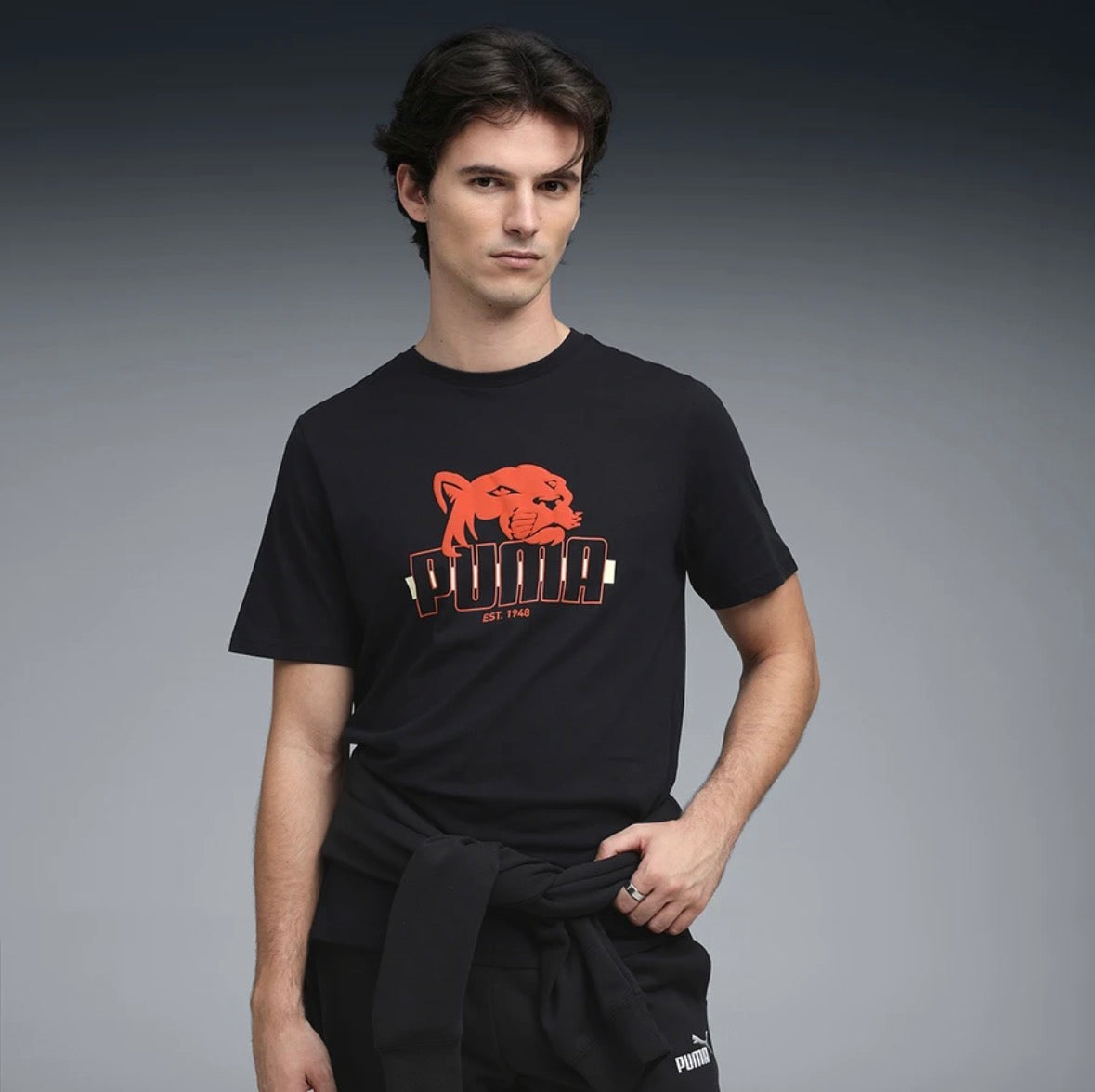 Puma Printed Crew Neck Cotton Blend Black-693401 01