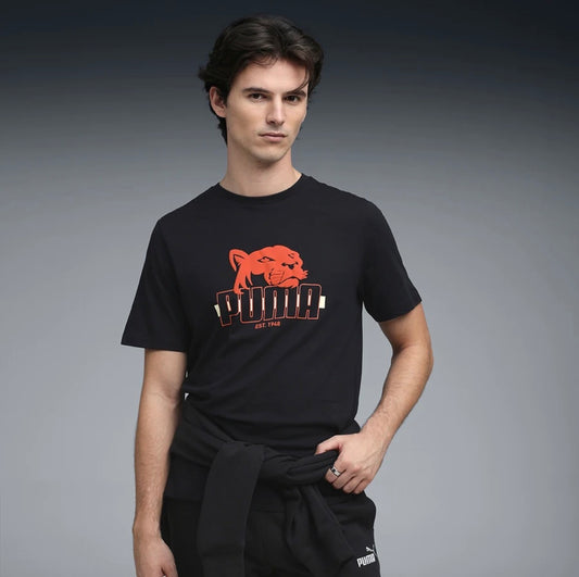 Puma Printed Crew Neck Cotton Blend Black-693401 01
