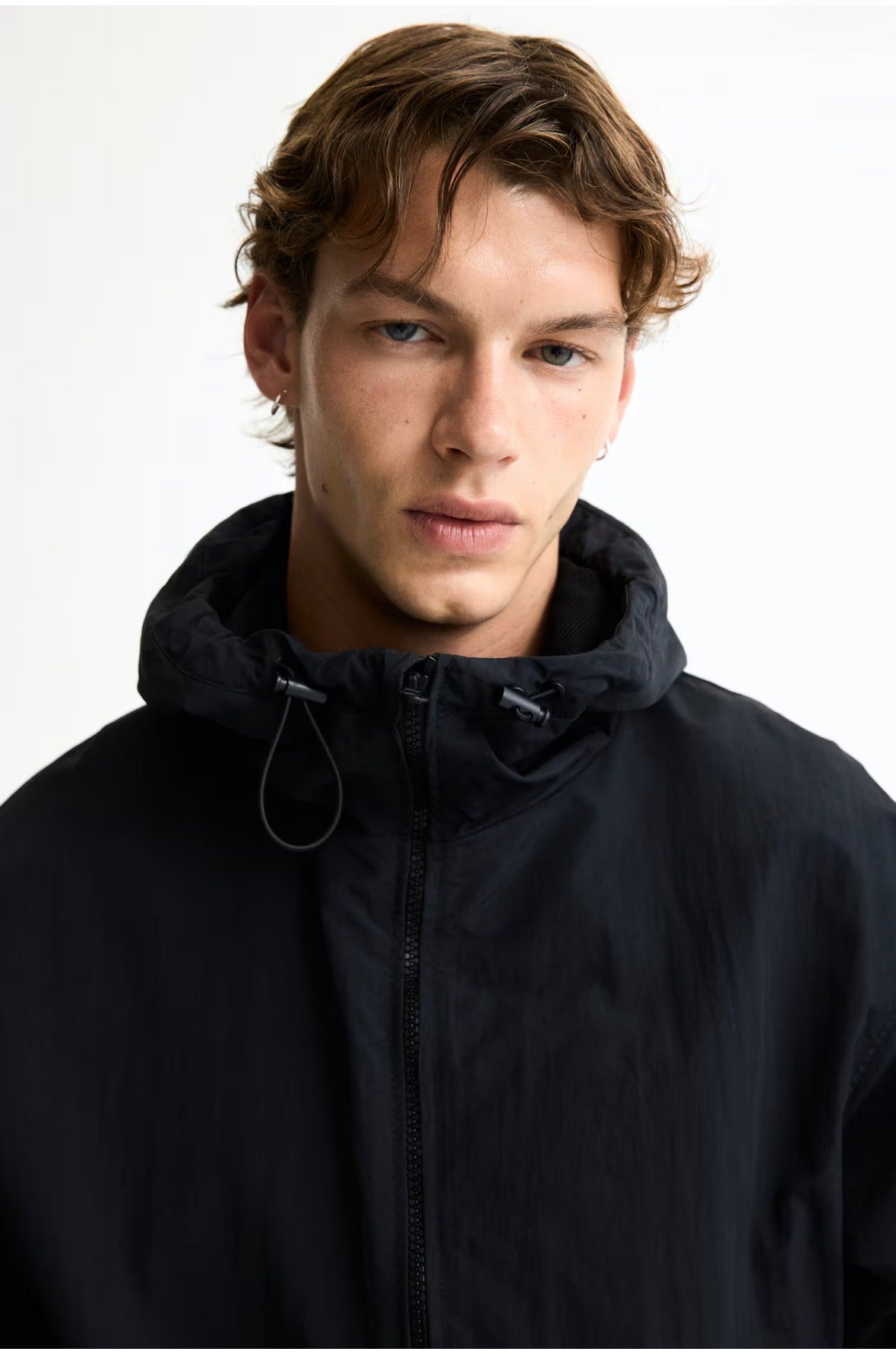 Black Water-repellent nylon Windbreaker-1318393001