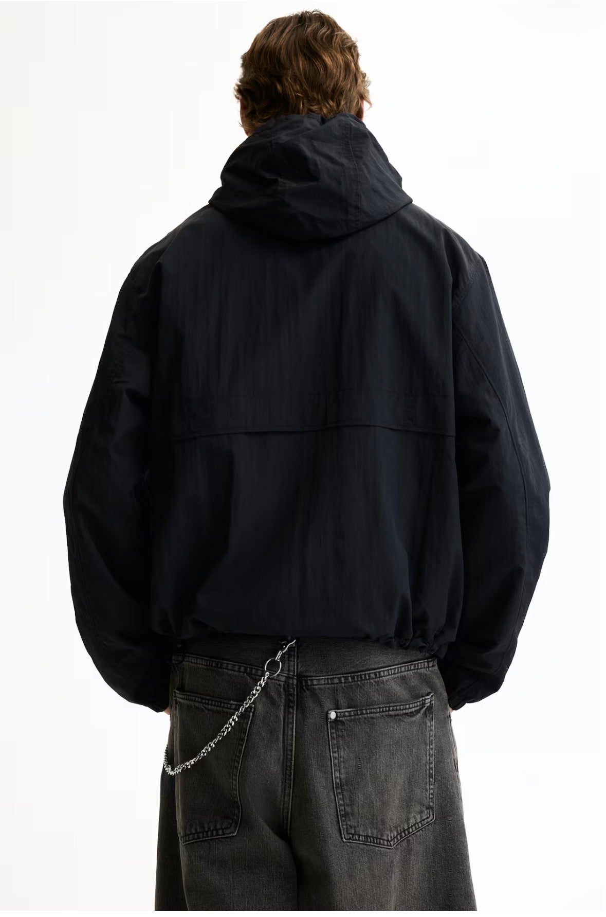 Black Water-repellent nylon Windbreaker-1318393001
