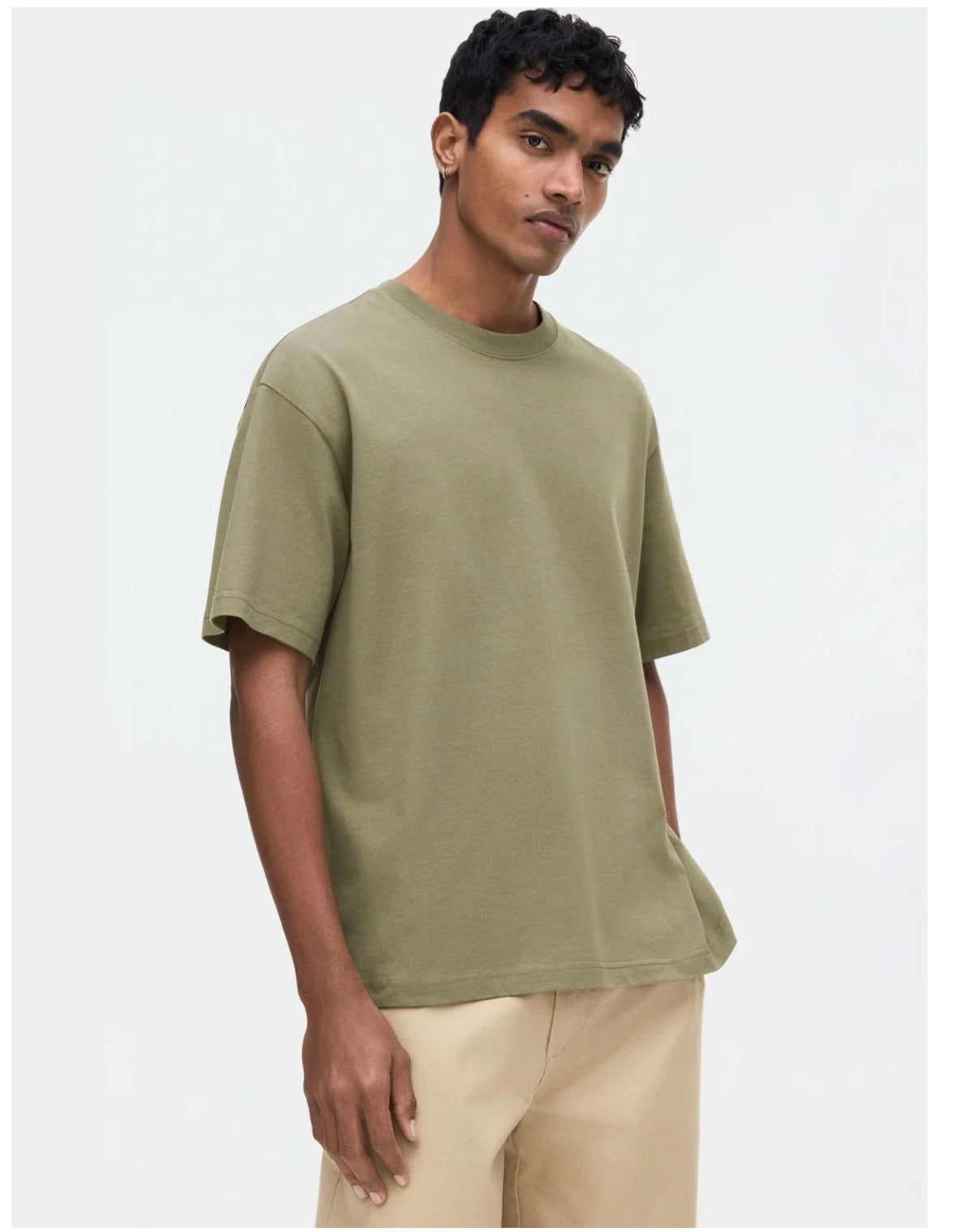 Relaxed  fit T-Shirt -khaki Green-1309319023