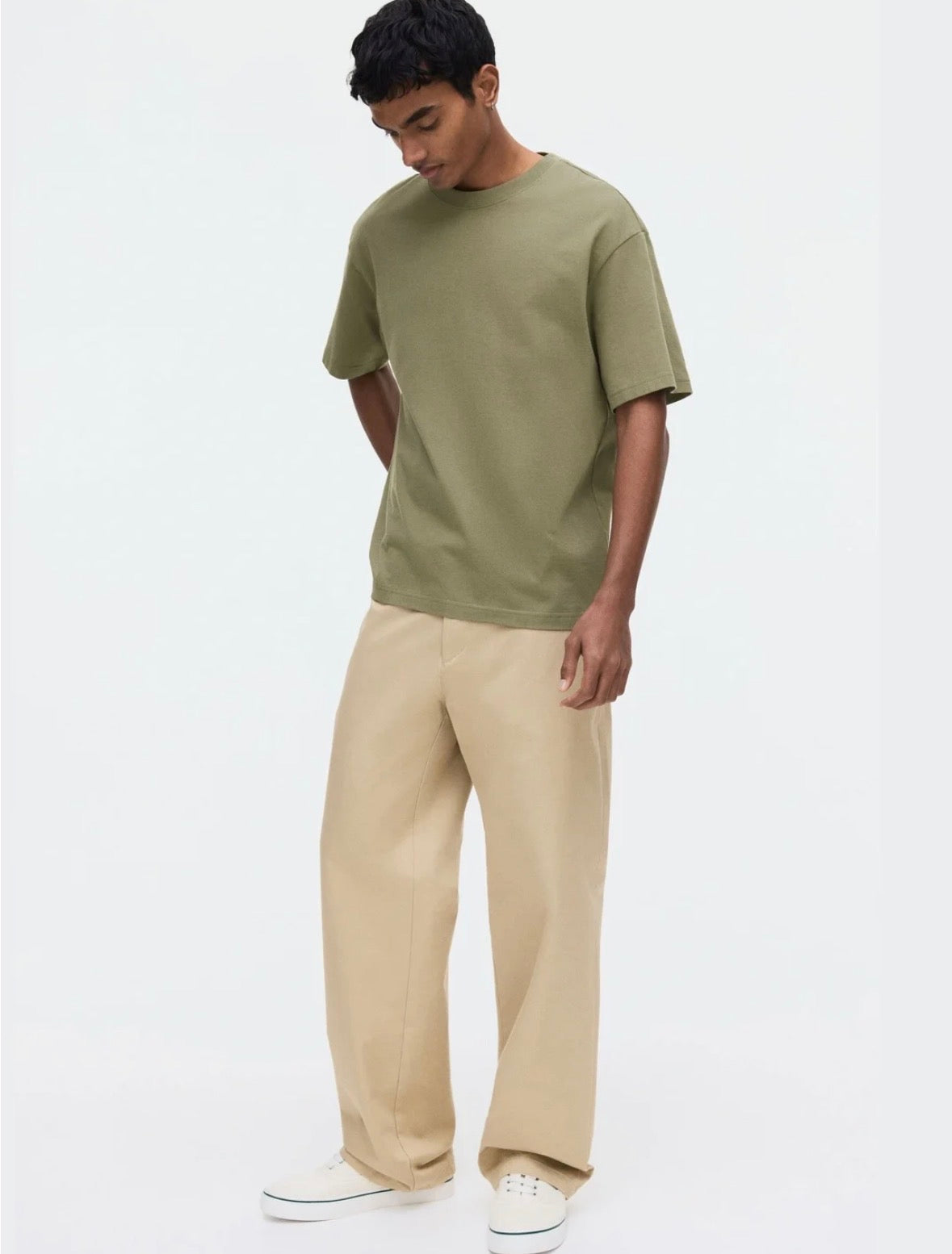 Relaxed  fit T-Shirt -khaki Green-1309319023