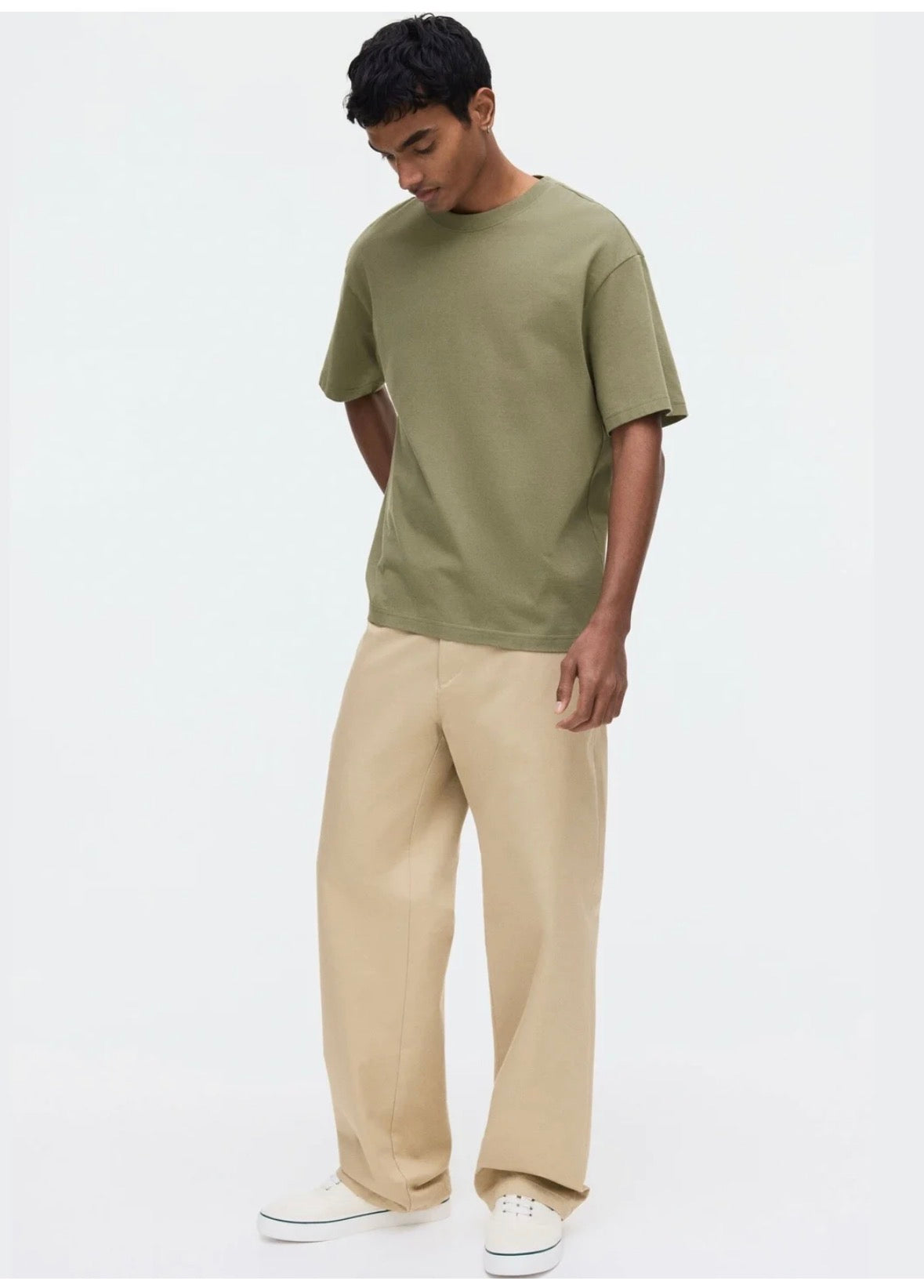 Relaxed  fit T-Shirt -khaki Green-1309319023