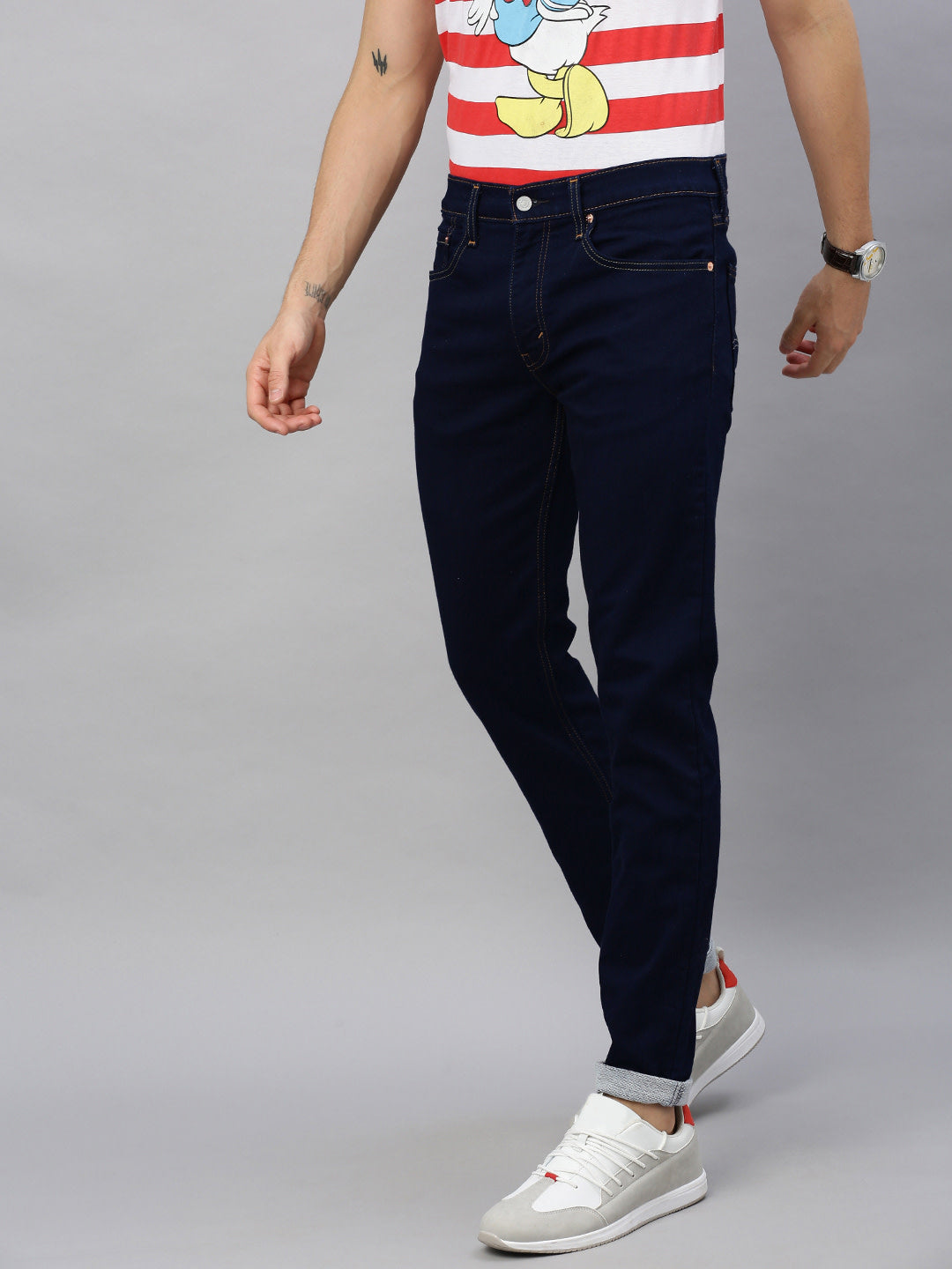 Men Blue 512 Slim Tapered Fit Mid-Rise Clean Look Stretchable Jeans