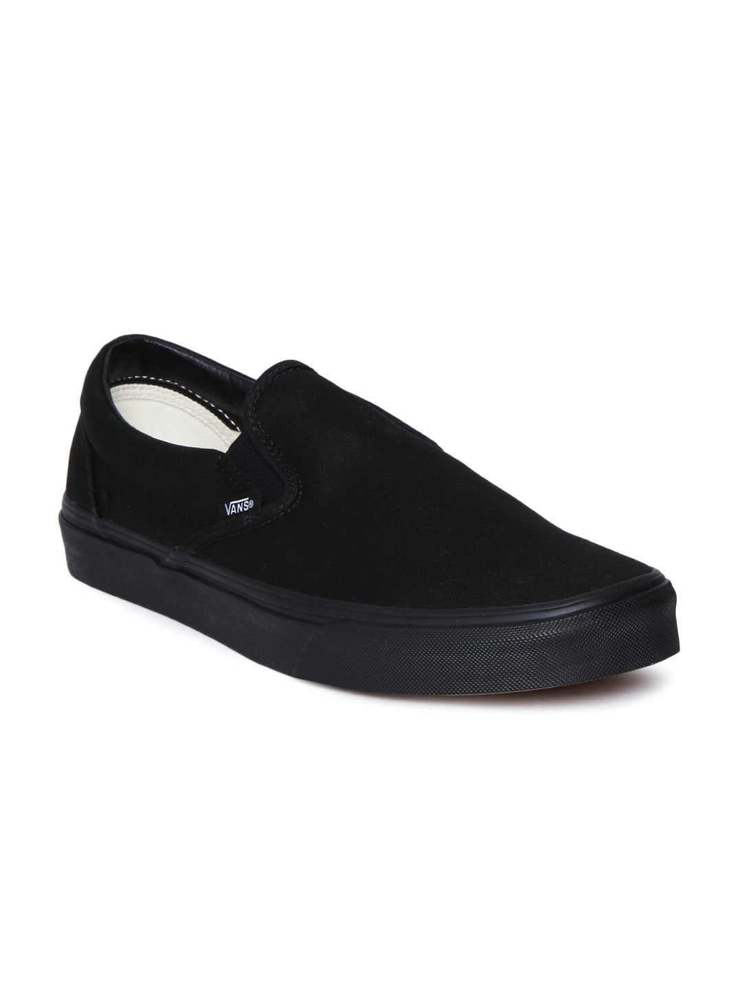 Black Solid Slip-On Sneakers