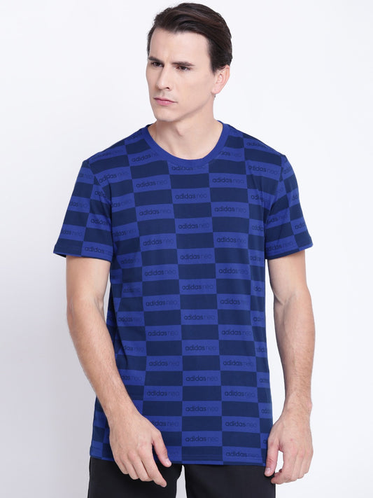Men Blue FV AOP GR Printed Round Neck T-shirt