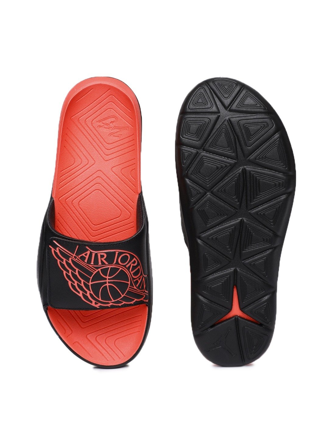 Men Black & Red Jordan Hydro 7 Printed Sliders - Discount Store