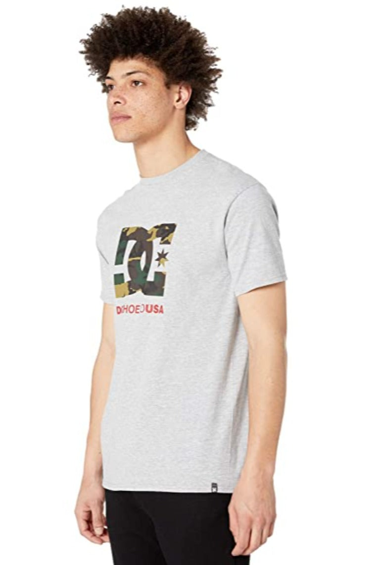 DC Camo Fill Short Sleeve T-Shirt (Grey Heather) Men's T Shirt, Gray-ADYZT04541