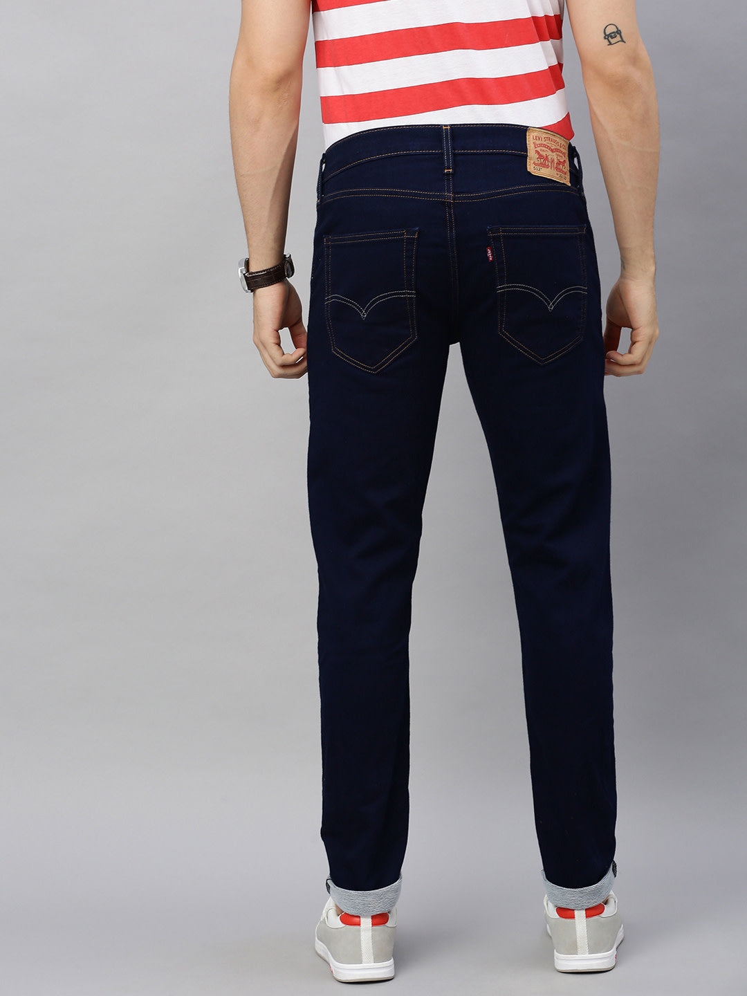 Men Blue 512 Slim Tapered Fit Mid-Rise Clean Look Stretchable Jeans