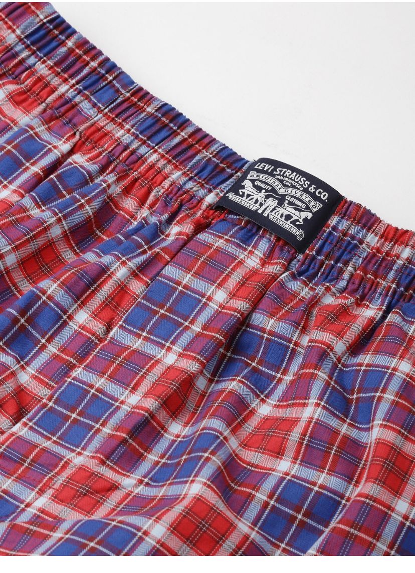 Men Red & Blue Checked Boxers STYLE-024A CHINESE RED/ISLAND GREEN-300 Ls-024