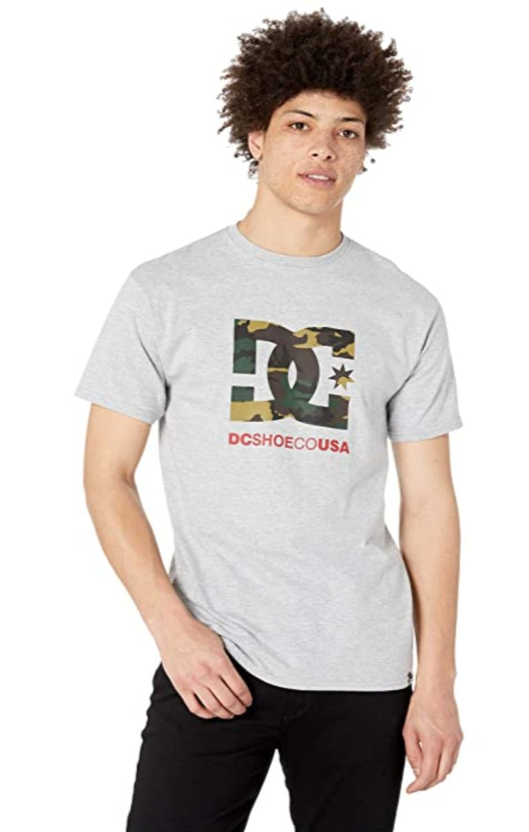 DC Camo Fill Short Sleeve T-Shirt (Grey Heather) Men's T Shirt, Gray-ADYZT04541