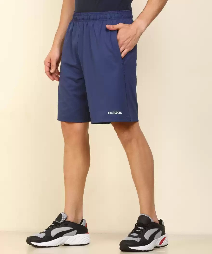 Solid Men Blue Sports Shorts-Gc7851