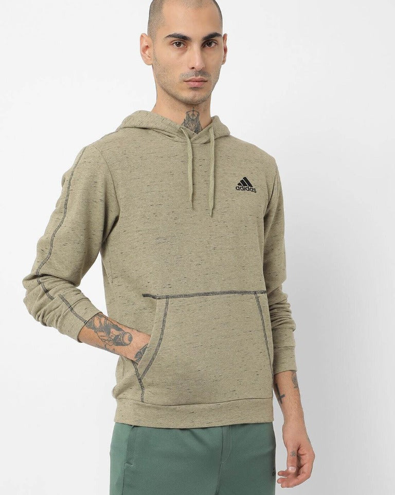 Heathered Hoodie with Placement Brand Logo-Hb0877