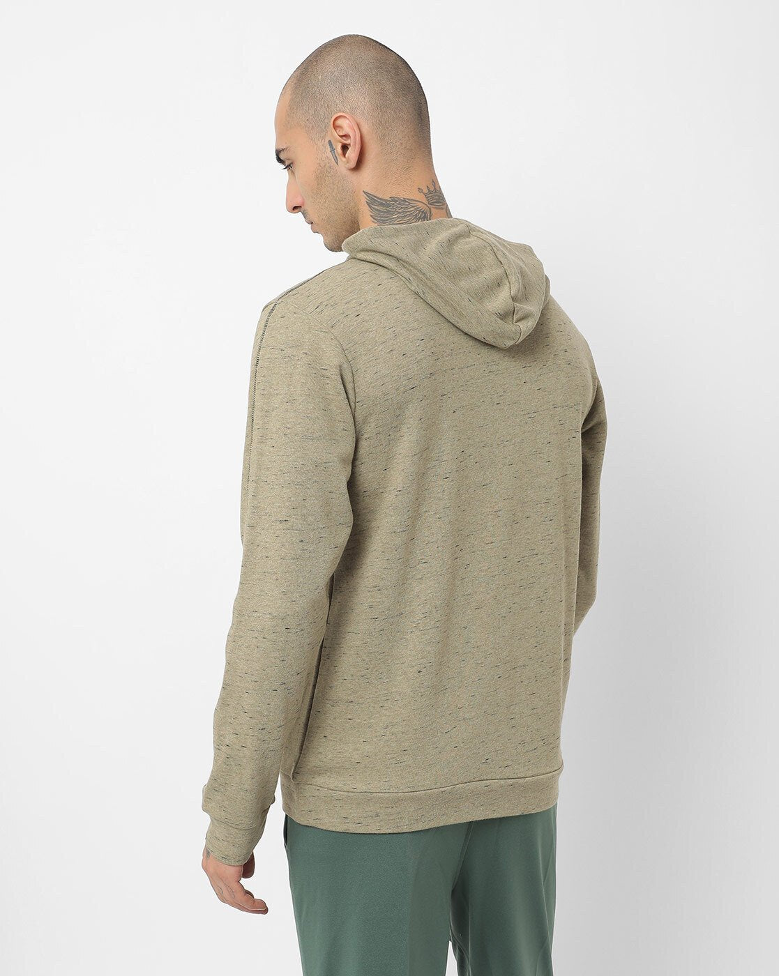 Heathered Hoodie with Placement Brand Logo-Hb0877