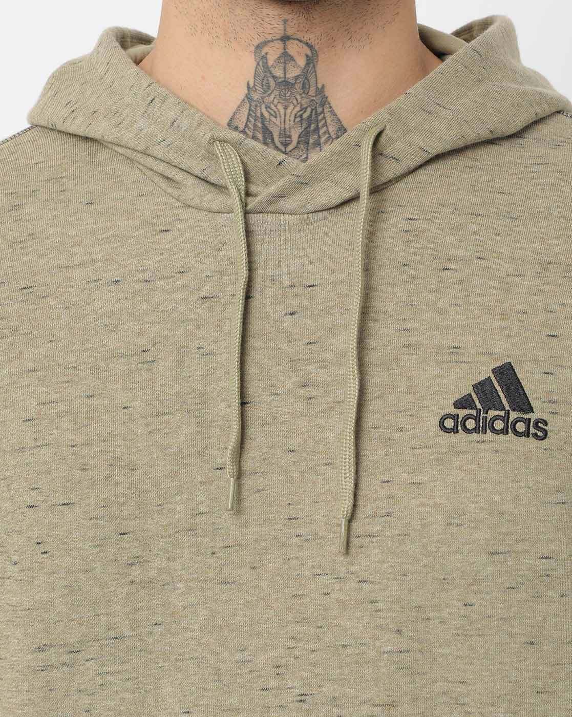 Heathered Hoodie with Placement Brand Logo-Hb0877