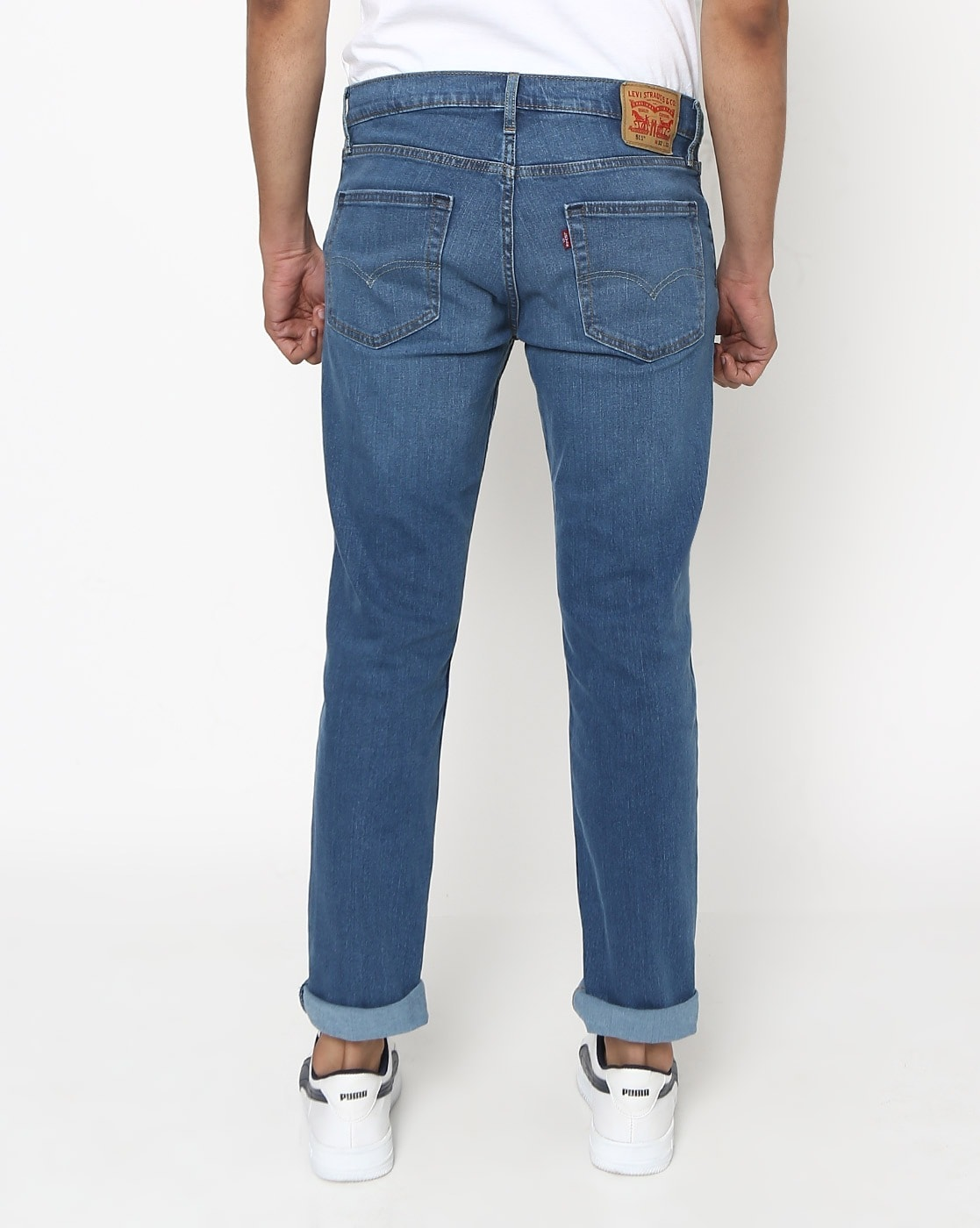 Mid-Wash Mid-Rise Slim Fit Jeans-18298-1140