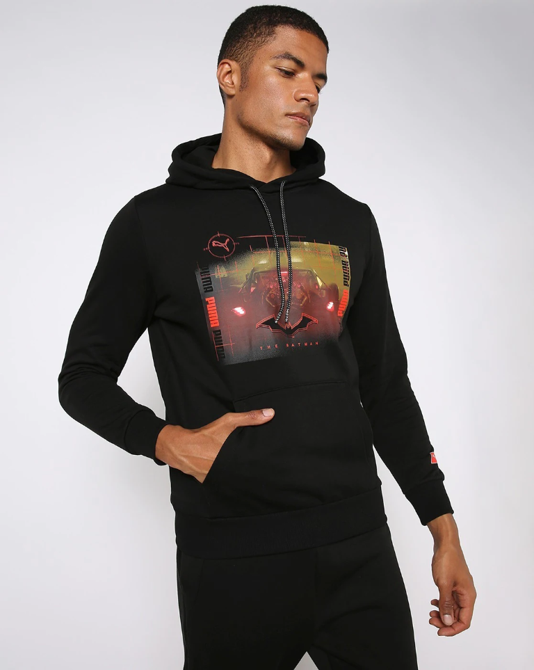 Graphic Print Hoodie with Kangaroo Pocket-534728 01