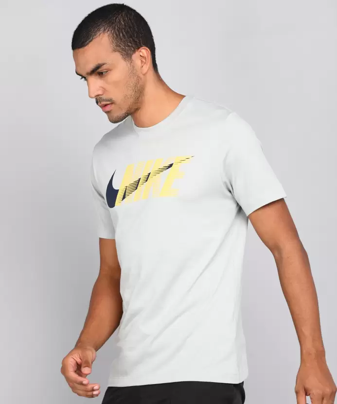 Men Printed, Typography Round Neck Grey T-Shirt-Dv2320-063