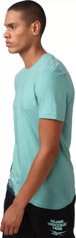 solid Round Neck Blue T-Shirt-Hu1655