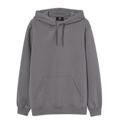 Men Grey Solid Relaxed Fit Hoodie-0685814072011