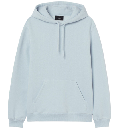 Men Light Blue Relaxed Fit Hoodie-0685814084011