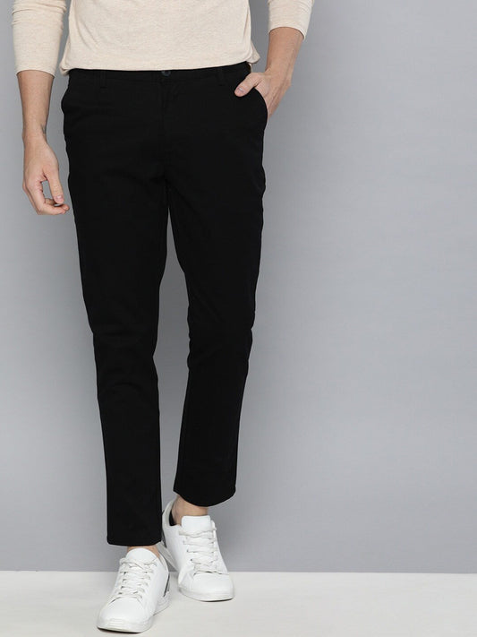 Men Black Regular Fit Solid Chinos-13204530