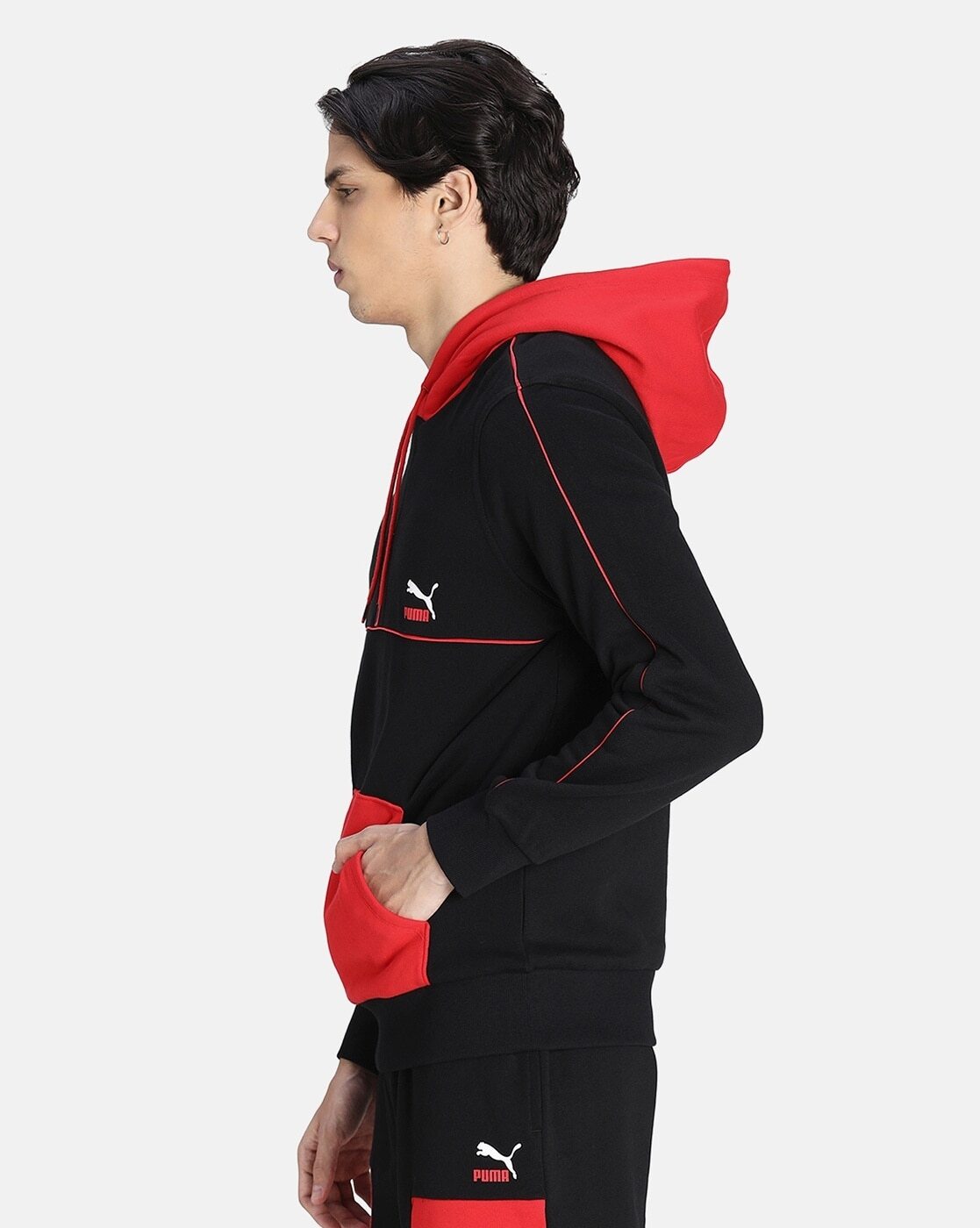 Colourblock Hoodie with Kangaroo Pocket-531705 01