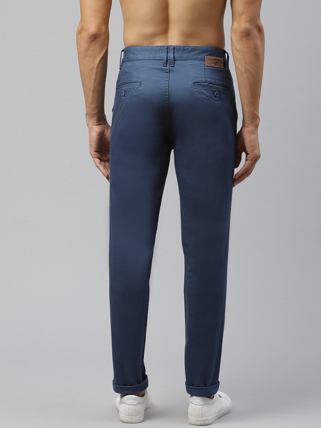 Men Blue Tapered Fit Regular Trousers-13859348