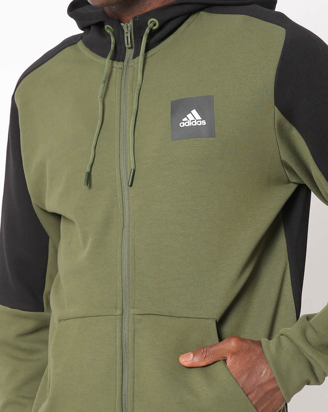 Colourblock Hooded Jacket With Kangaroo Pockets-H16614