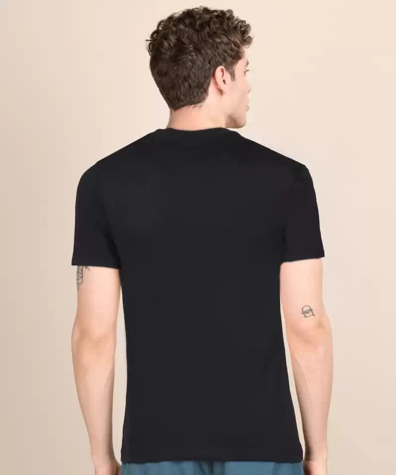 Printed Men Round Neck Black T-Shirt-Dj3675-010