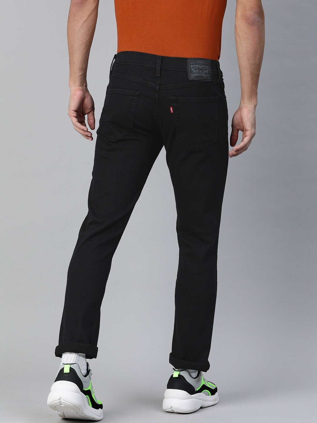 Men Black 511 Slim Fit Mid-Rise Clean Look Stretchable Jeans-18298-0881