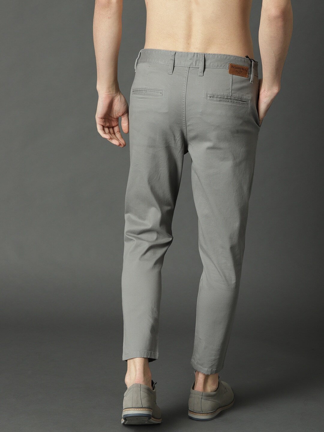 Men Grey Cropped Chinos-6817881