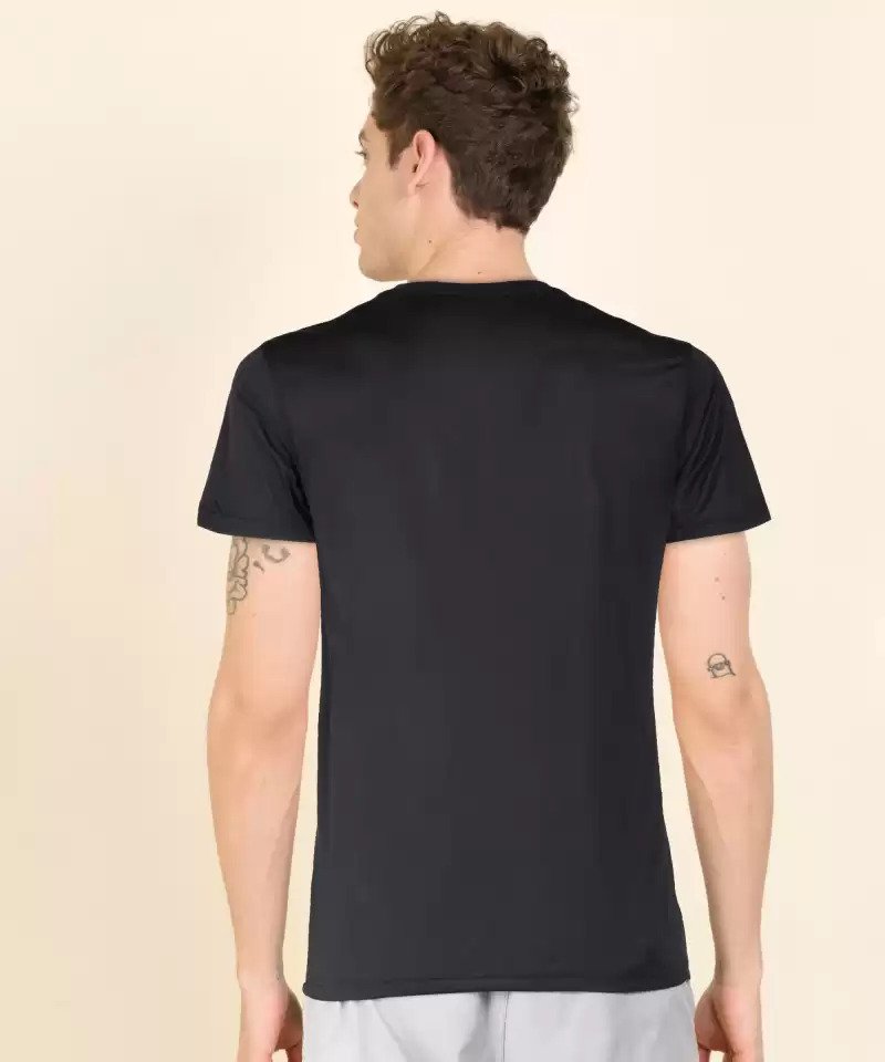 Printed Men Round Neck Black T-Shirt-Dd6923-010