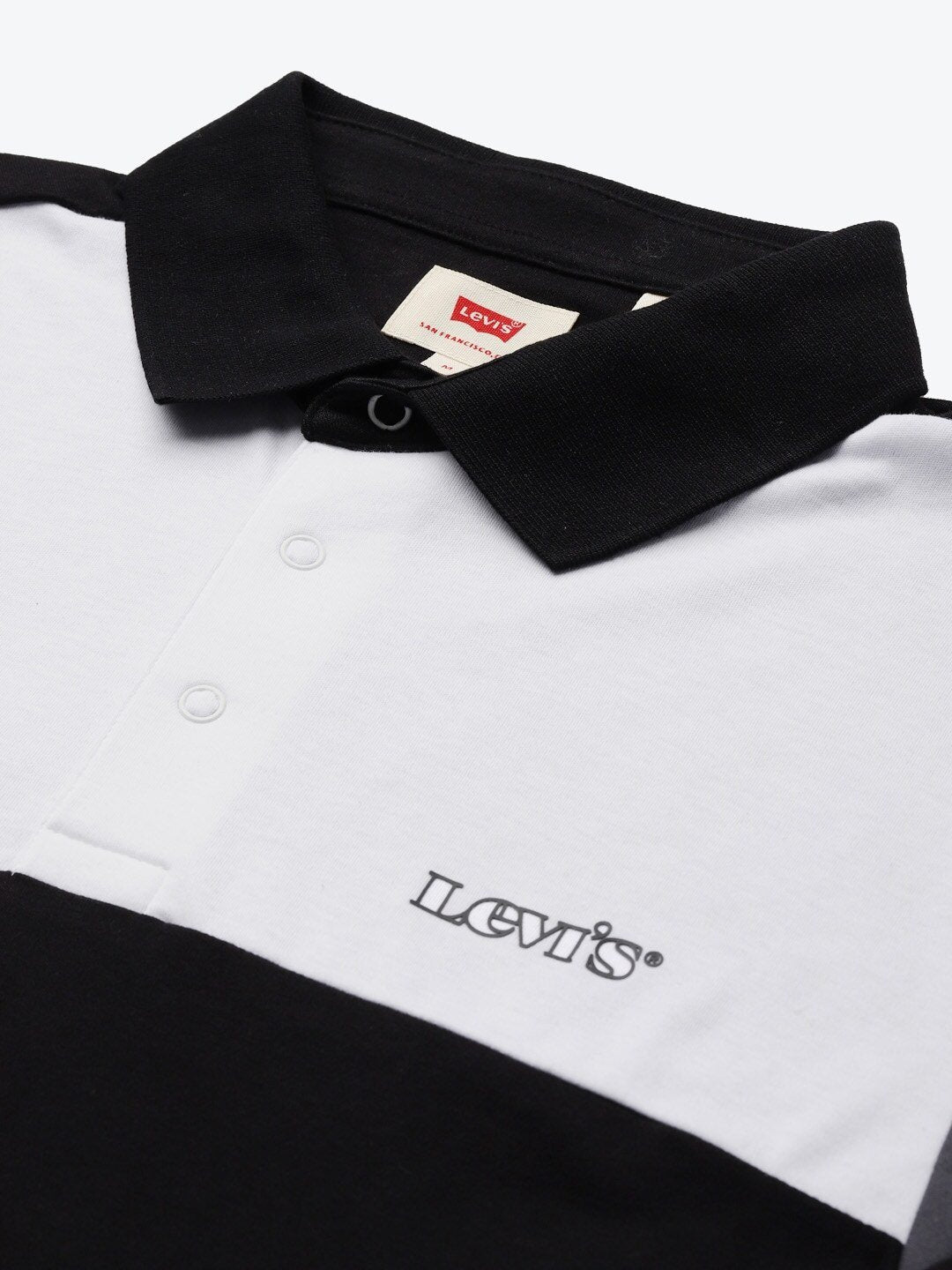 Men White & Black Colourblocked Polo Collar T-shirt-87388-0001