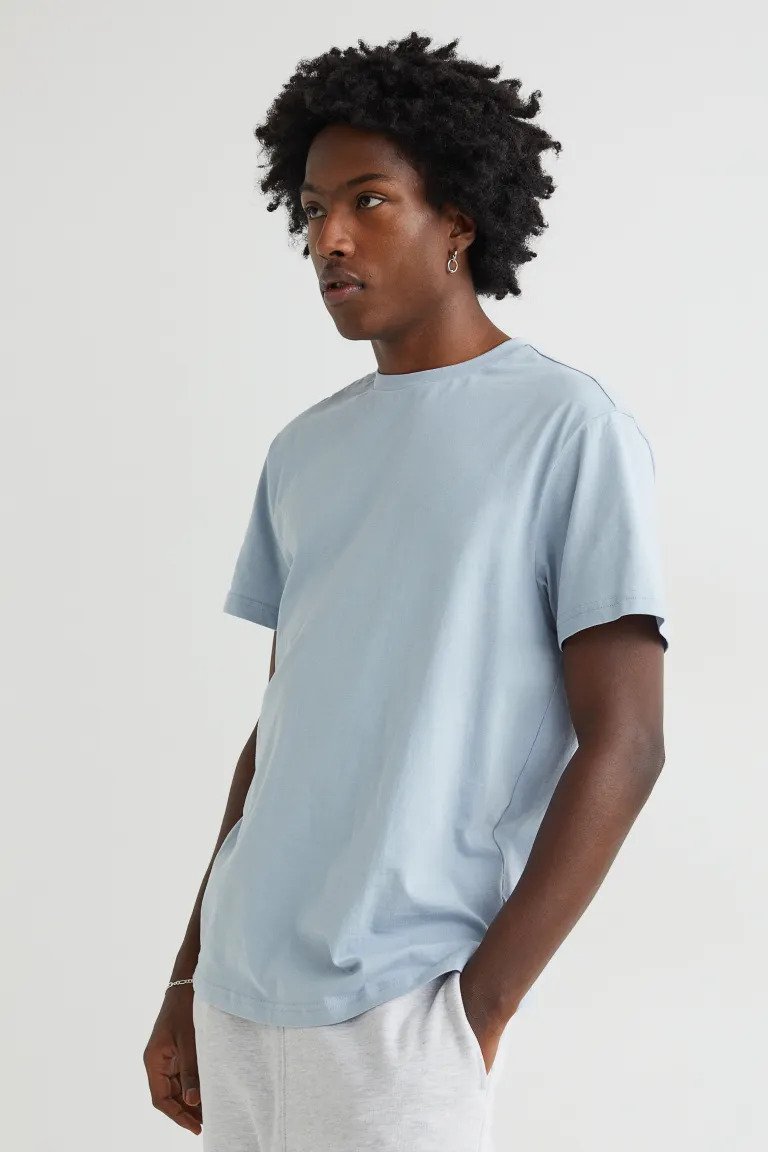 Regular Fit Round-neck T-shirt-Light blue-0685816133