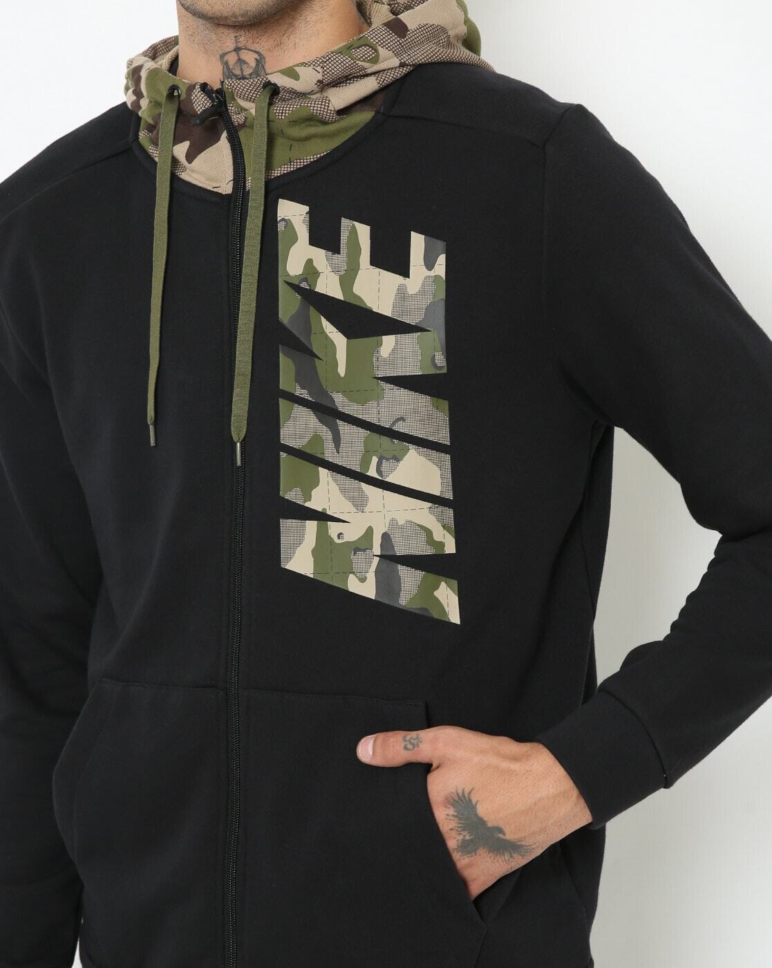Brand Print Hoodie with Split Kangaroo Pockets-Dd1734-010