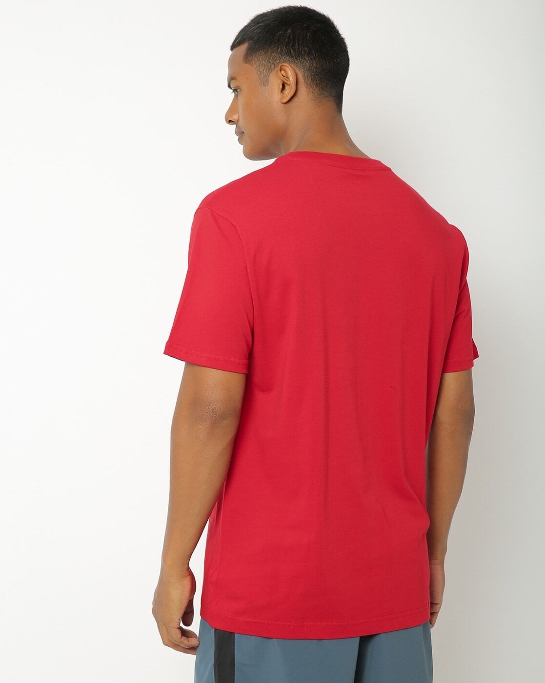 Typographic Brand Print Crew-Neck T-shirt-Mt03581-red