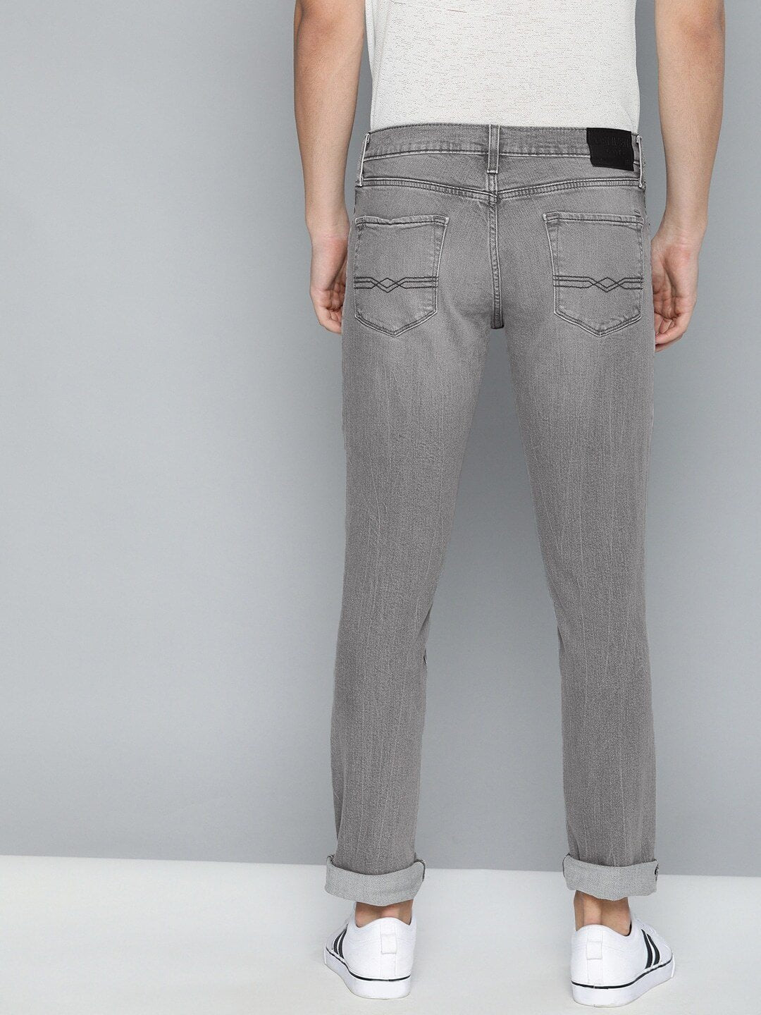 Men Grey Kendrick Slim Fit Mid-Rise Clean Look Stretchable Jeans 216-   44741-0196