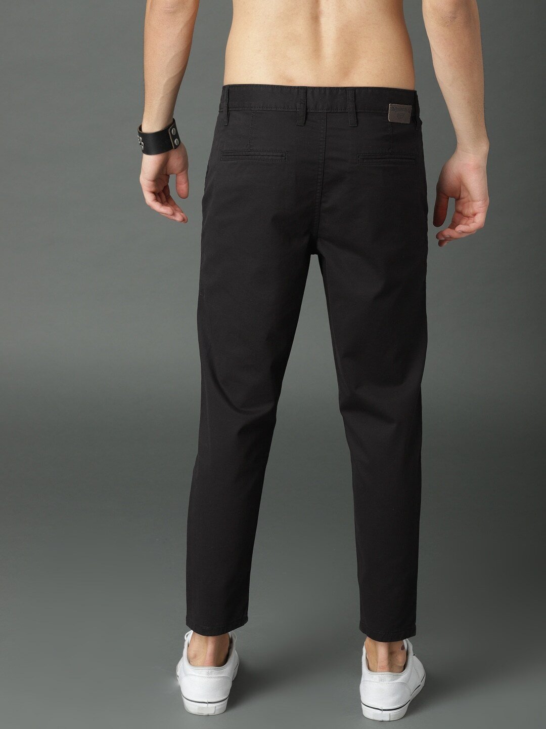 Men Black Regular Fit Solid Regular Trousers-7473353