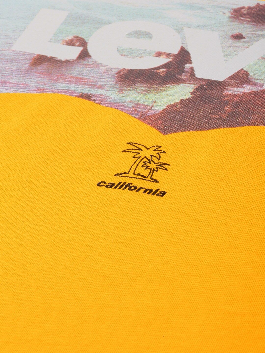 Men Yellow Printed T-shirt-16960-0689