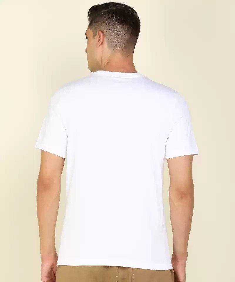 Printed Men Round Neck White T-Shirt-Dj4076-100