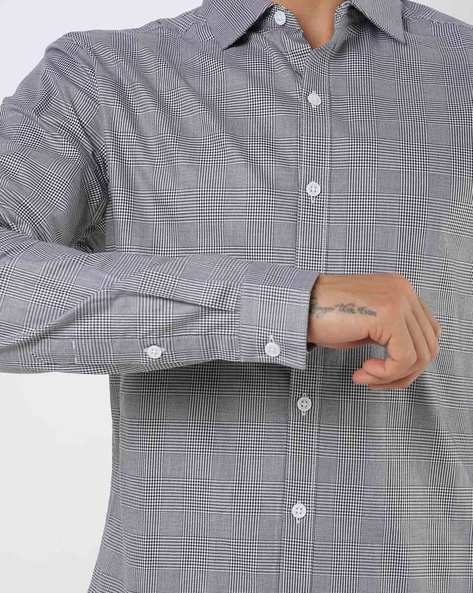 Checked Slim Fit Cotton Shirt-80961-0008