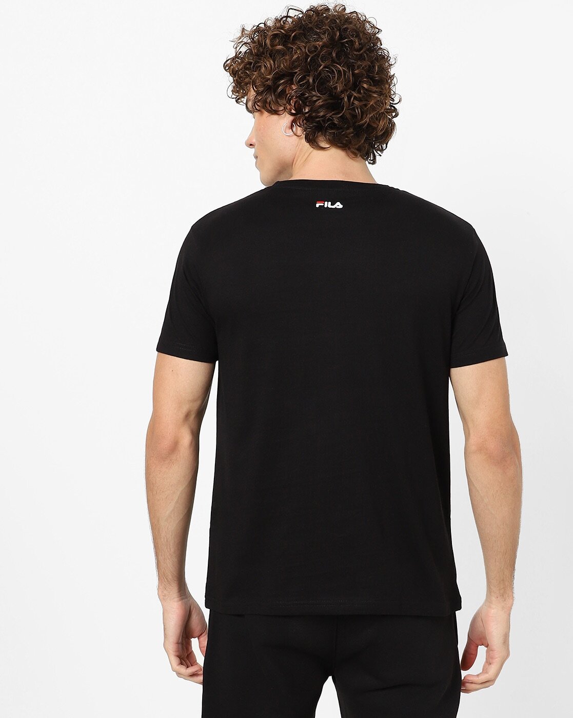 Falcon Logo Print Crew-Neck T-shirt-Falcon black