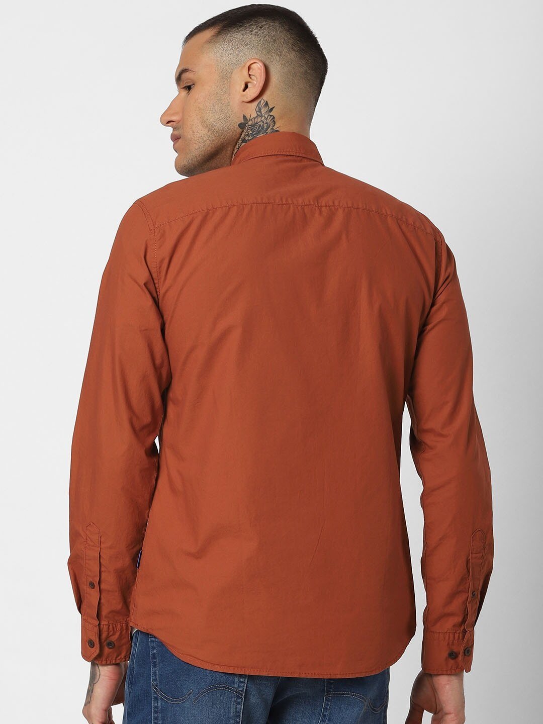 Men Brown Slim Fit Solid Casual Shirt-2081406007 - Discount Store