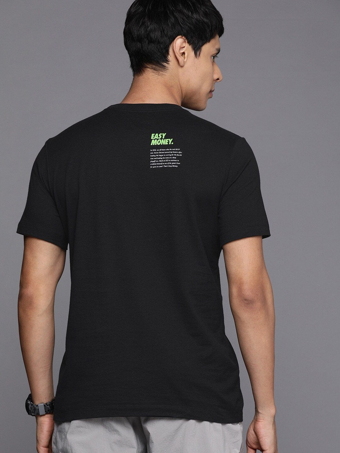 Men Black White Printed Standard Fit Pure Cotton T-shirt-Dh3711-010