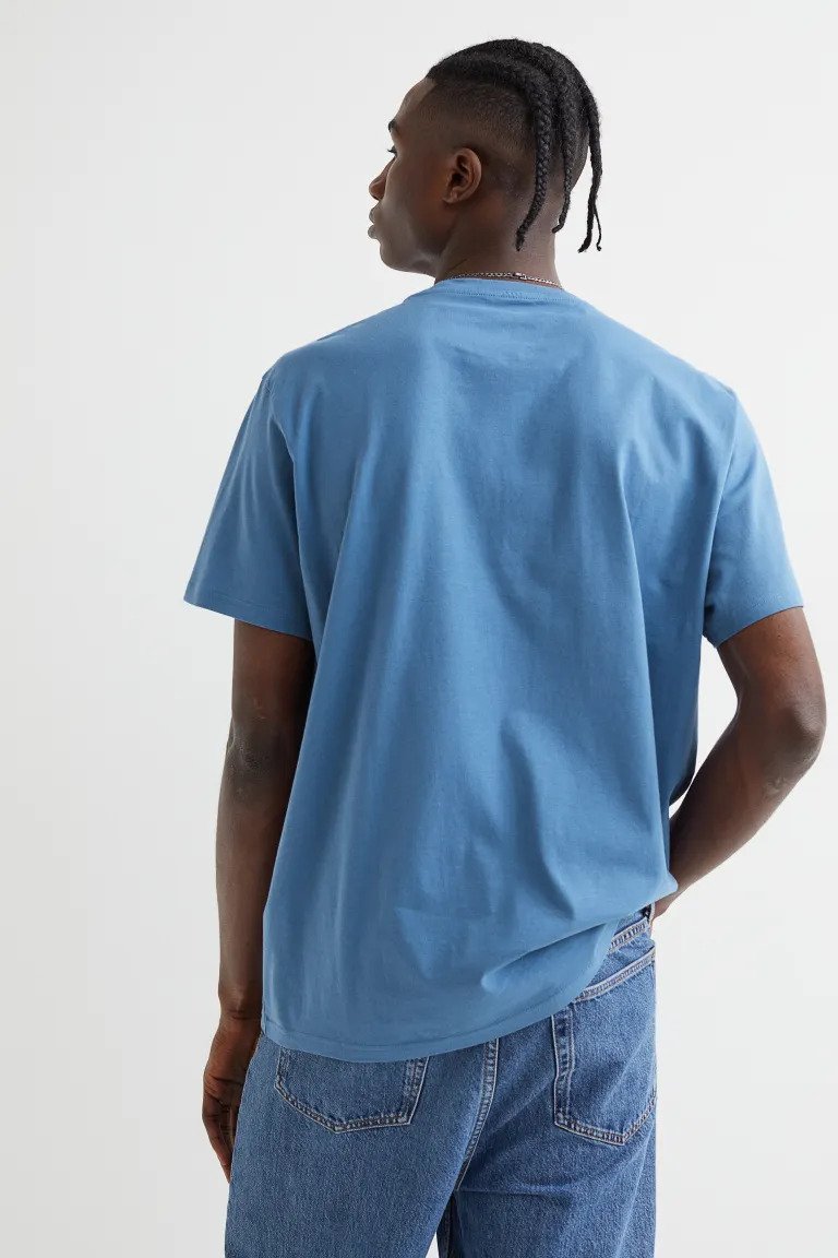 Regular Fit Round-neck T-shirt-Blue-0685816128