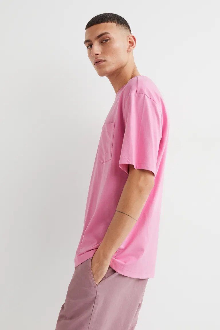 Relaxed Fit pocket-detail T-shirt-1062372005