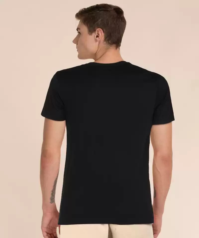 Printed Men Round Neck Black T-Shirt-Dj3722-010